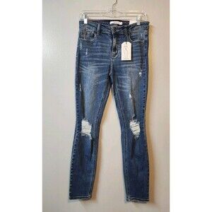 Cello high rise skinny jeans blue distressed juniors 9